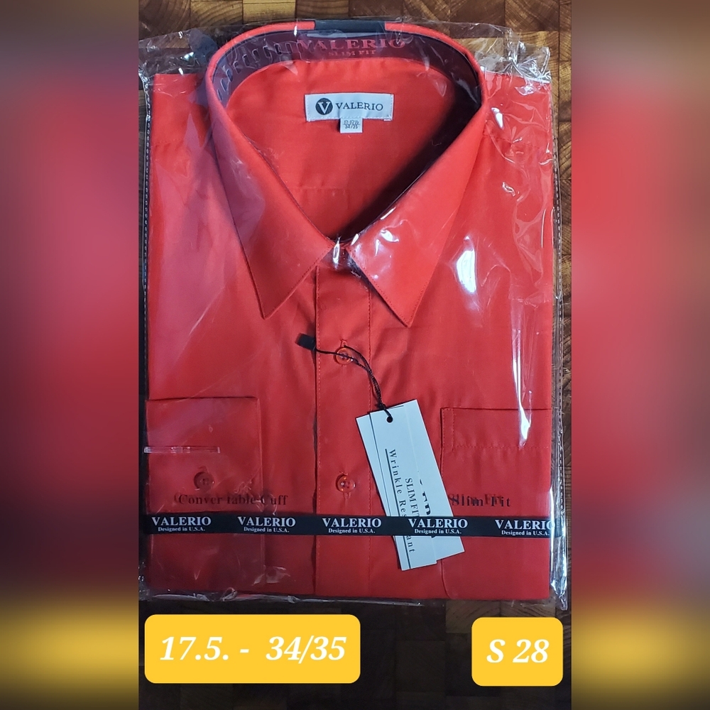 Dress Shirt- Size: 17.5 - 34/35 - Color: Red - RRR DShirt - S - 28